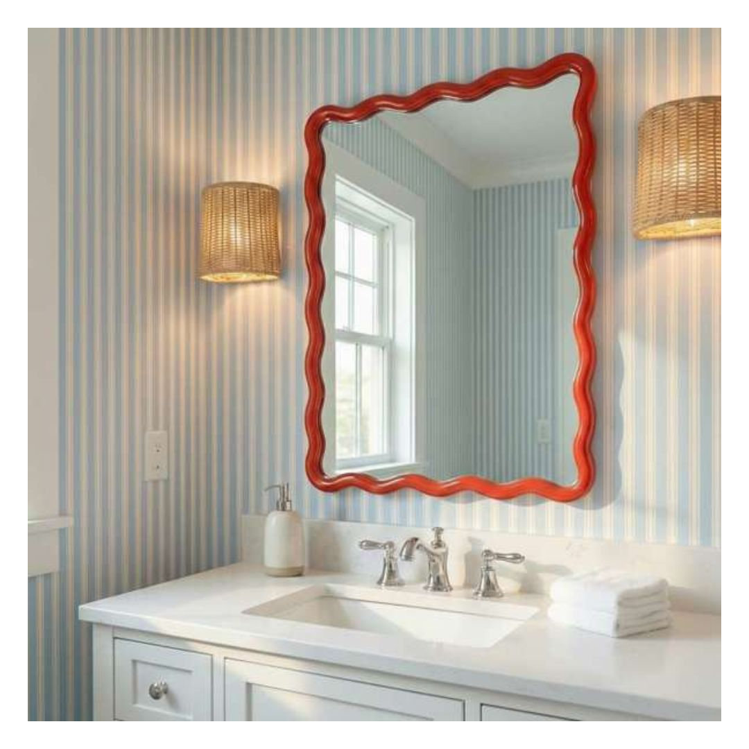 Allurine Wavy Solid Wood Accent Mirror